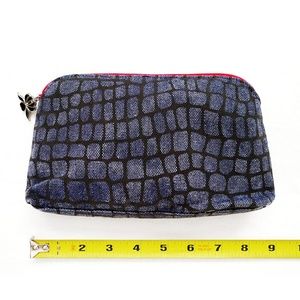 DENIM ANIMAL PRINT ZIPPER TOP Cosmetic Bag